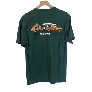 Devil's Backbone Campground Hunter Green Graphic Pocket Crewneck T-Shirt Sz L
